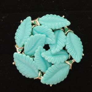 Classic Aqua Leaf Brooch